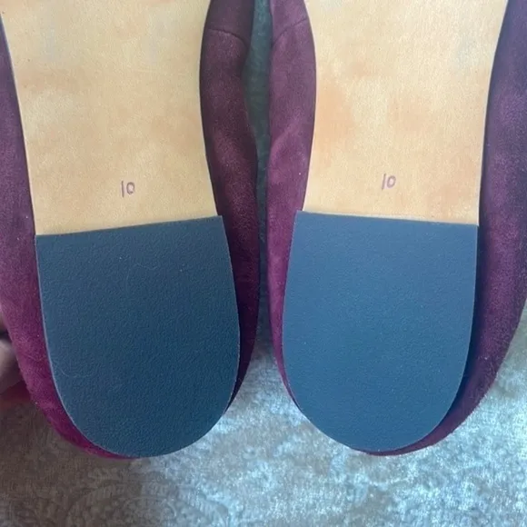 Brand New SAM EDELMAN Felicia Genuine Suede Bow Ballet Flats Burgundy Loafers