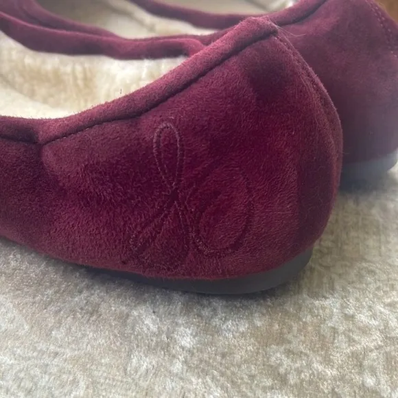 Brand New SAM EDELMAN Felicia Genuine Suede Bow Ballet Flats Burgundy Loafers