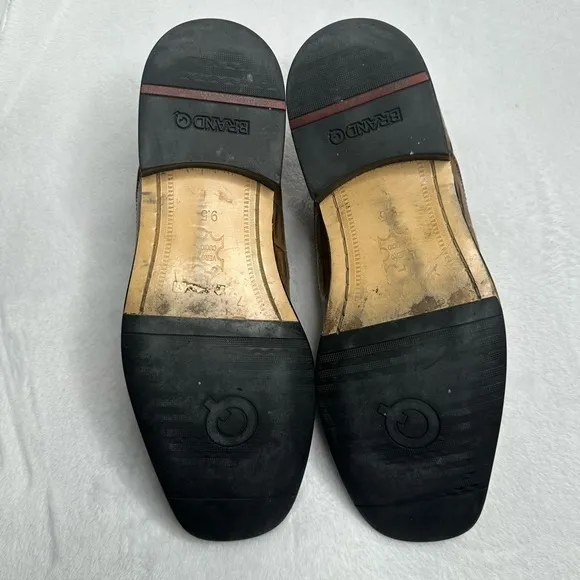 Brand Q Leather Men’s Hand Made‎ Leather Loafers Derby Shoes Size 9.5