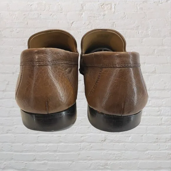 BRASS BOOT -- Men's Loafers, Brown Leather, Moccasin Style, Stitched Toe, Slipon