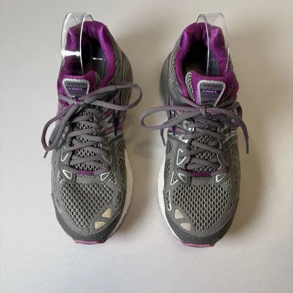 Brooks Ariel 14 Gray Purple Women Running Walking Exercise Gym Sneakers Size 9
