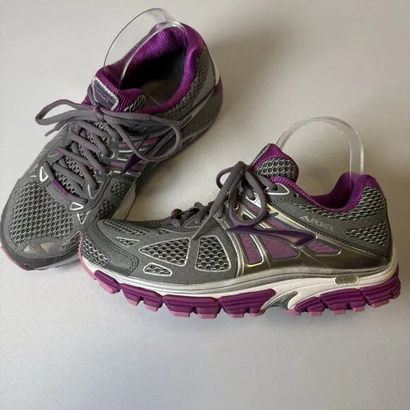 Brooks Ariel 14 Gray Purple Women Running Walking Exercise Gym Sneakers Size 9