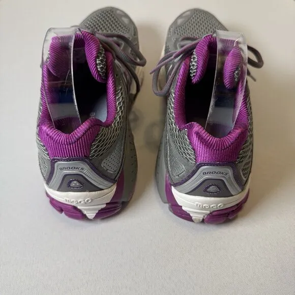 Brooks Ariel 14 Gray Purple Women Running Walking Exercise Gym Sneakers Size 9