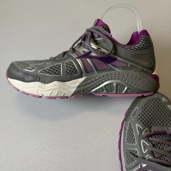 Brooks Ariel 14 Gray Purple Women Running Walking Exercise Gym Sneakers Size 9