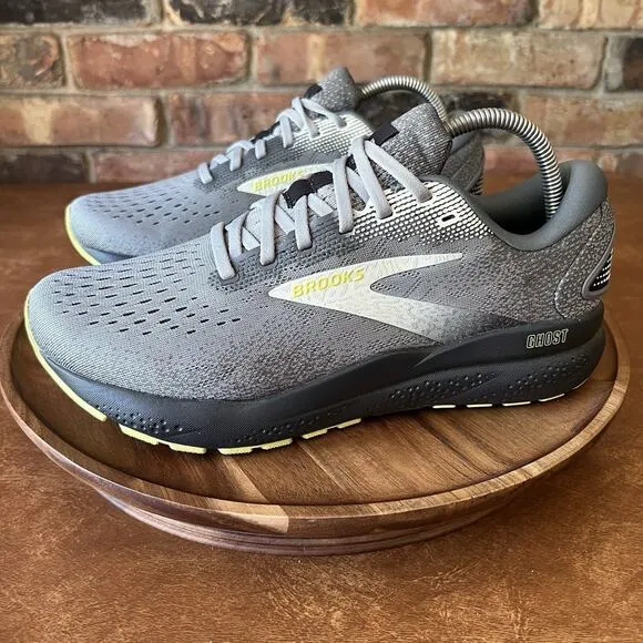 Brooks Ghost 16 Running Athletic Shoes Sneakers Gray Mens Size 8 Wide 2E