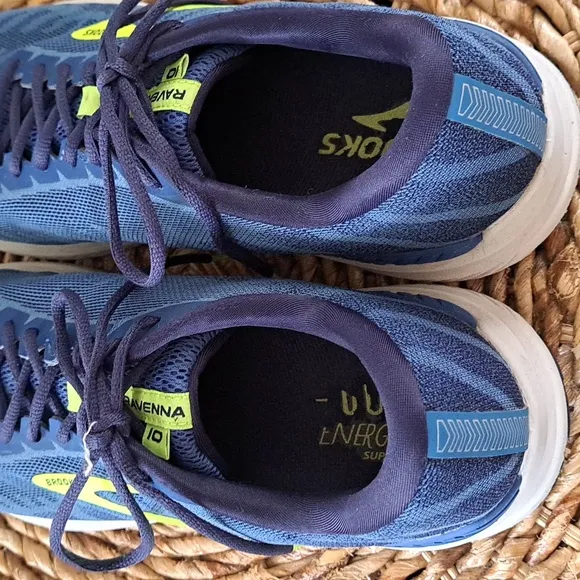 Brooks Mens Ravena‎ 10 Running/Training Sneakers Blue Knit/Yellow Swish Size 12