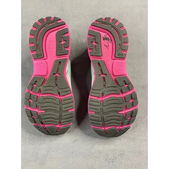 Brooks Shoes Women 10 Ghost 14 Gray Pink Yucca Running Athletic Sneakers Walk
