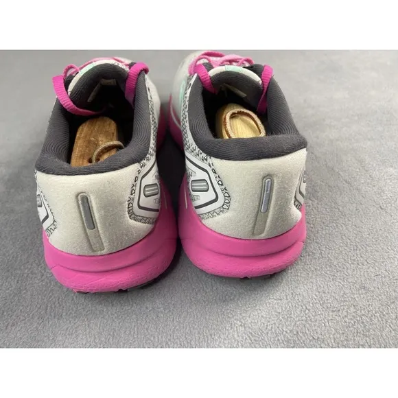 Brooks Shoes Women 10 Ghost 14 Gray Pink Yucca Running Athletic Sneakers Walk