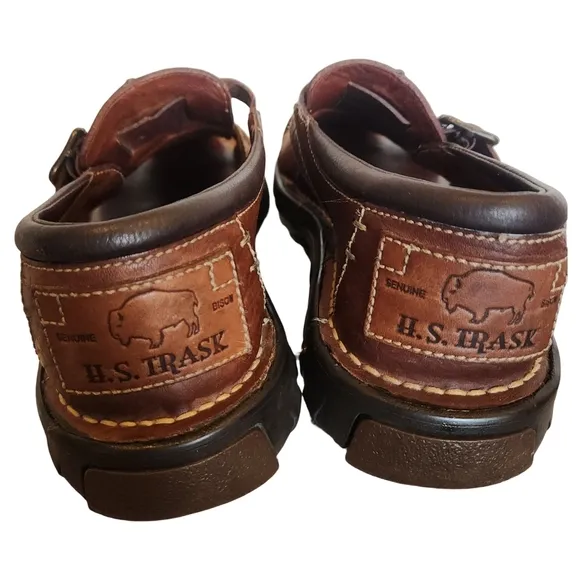 Brown Bison Leather Fisherman Sandals with Adjustable Buckle
