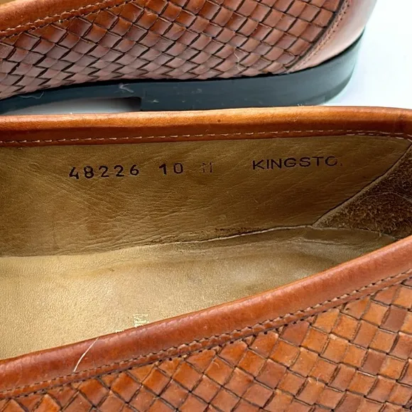 BRUNO MAGLI Kingston Italian Men Sz. 10 M Brown Leather Woven Loafer Dress Shoes