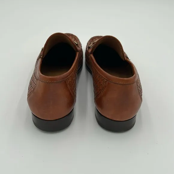 BRUNO MAGLI Kingston Italian Men Sz. 10 M Brown Leather Woven Loafer Dress Shoes