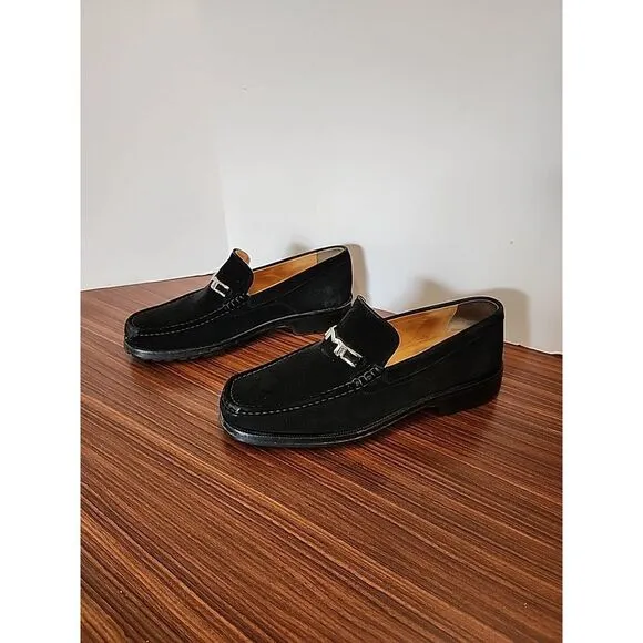 Bruno Magli Loafers Mens 9 Black Suede Bit Blaine Dress Shoes Slip‎ On Italy