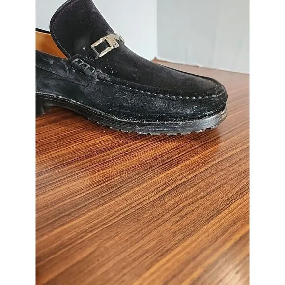 Bruno Magli Loafers Mens 9 Black Suede Bit Blaine Dress Shoes Slip‎ On Italy