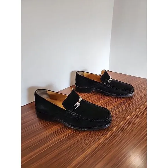 Bruno Magli Loafers Mens 9 Black Suede Bit Blaine Dress Shoes Slip‎ On Italy