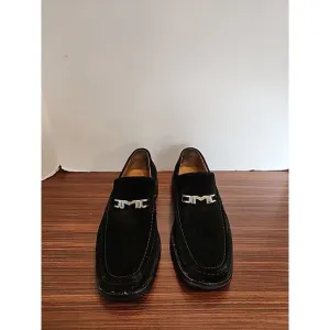 Bruno Magli Loafers Mens 9 Black Suede Bit Blaine Dress Shoes Slip‎ On Italy