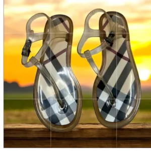 Burberry Cream Sandals with Textured Soles