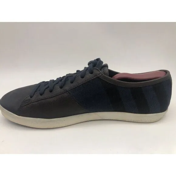 Burberry Low Top Sneakers Brown Leather Nova Check‎ Canvas Mens Size EU 42 US 9