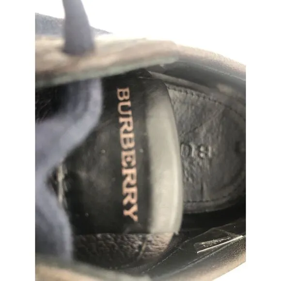 Burberry Low Top Sneakers Brown Leather Nova Check‎ Canvas Mens Size EU 42 US 9