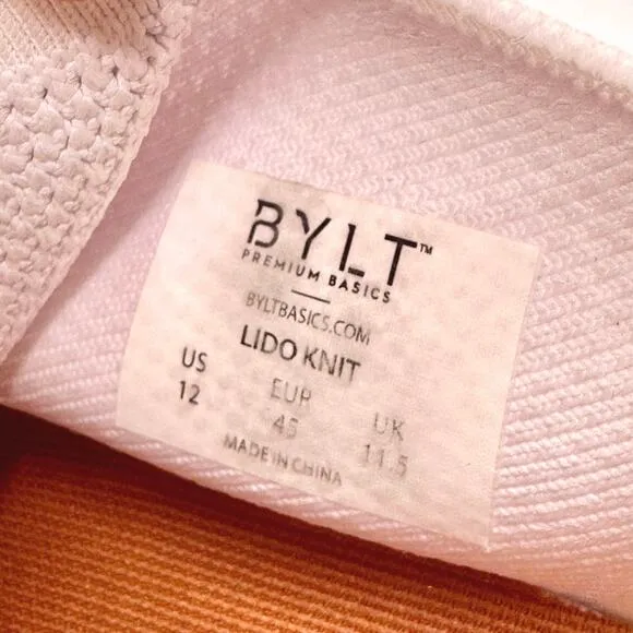 BYLT | Men | Lido Knit White Minimalist Casual Lace Sneakers | Size 12