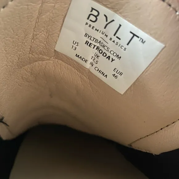 BYLT Premium Basics Retroday Black Leather/Suede Low Sneakers SZ 13