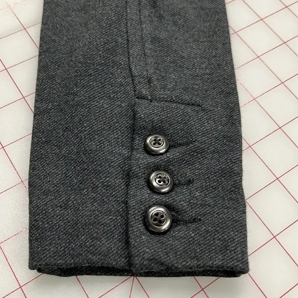 CABI Charcoal Grey Ponte Knit Three Button Crew Blazer Jacket SZ M