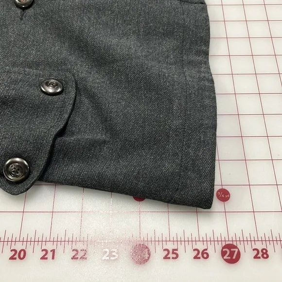 CABI Charcoal Grey Ponte Knit Three Button Crew Blazer Jacket SZ M