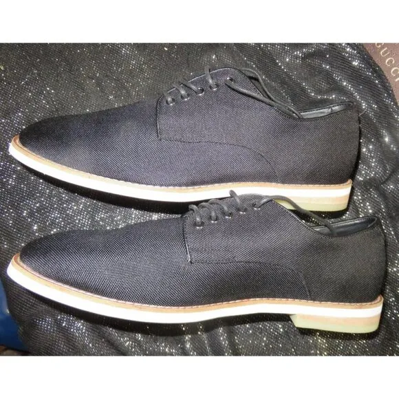 Calvin Klein Black Adeso Lace Up Leather Oxford  rounded toe dress loafers sz 11