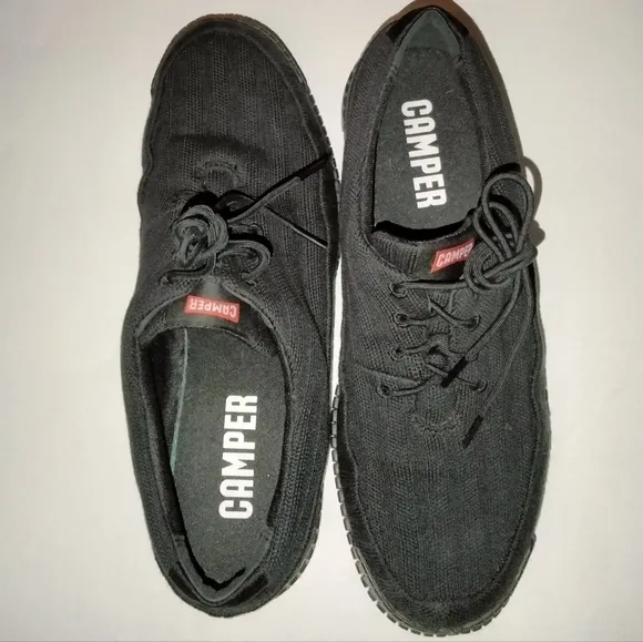 Camper (Size 45/US 11) Men's Black &quot;Pix Ribbed&quot; Knit Lace Up Oxford Sneakers