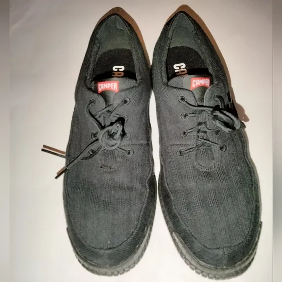 Camper (Size 45/US 11) Men's Black &quot;Pix Ribbed&quot; Knit Lace Up Oxford Sneakers