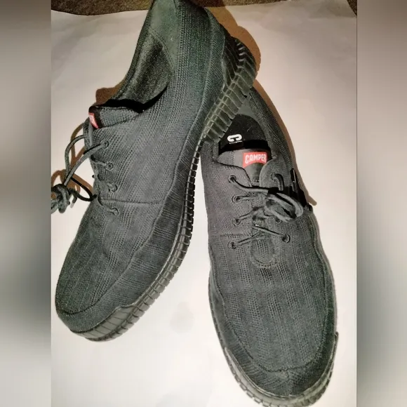 Camper (Size 45/US 11) Men's Black &quot;Pix Ribbed&quot; Knit Lace Up Oxford Sneakers