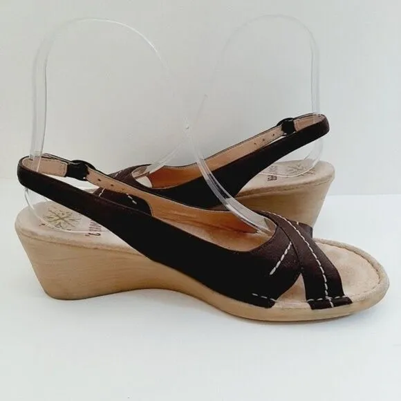 CAMPER Slingback Wedge Sandals Criss-Cross Brown Sz 5.5