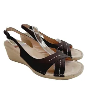 CAMPER Slingback Wedge Sandals Criss-Cross Brown Sz 5.5