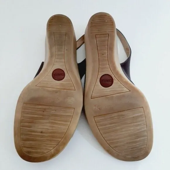 CAMPER Slingback Wedge Sandals Criss-Cross Brown Sz 5.5