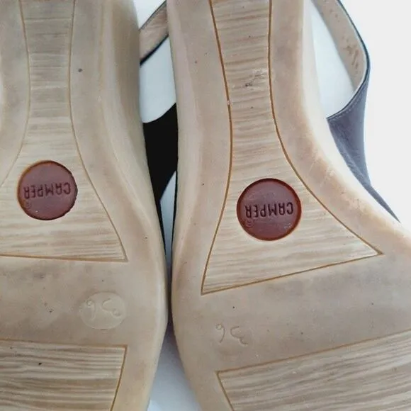 CAMPER Slingback Wedge Sandals Criss-Cross Brown Sz 5.5