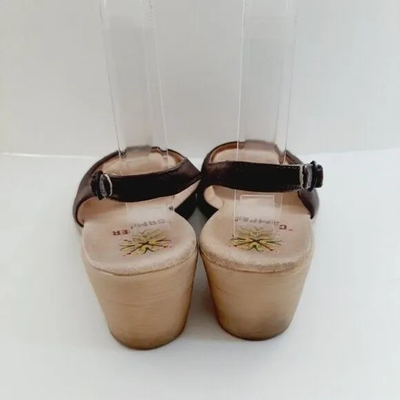 CAMPER Slingback Wedge Sandals Criss-Cross Brown Sz 5.5