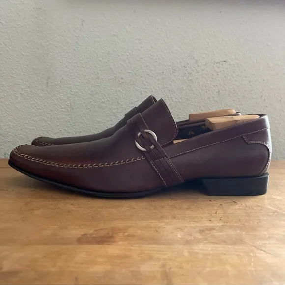 Canali Italian Brown Leather Fringed Stitched Welt Loafer Men’s Dress Shoes 44