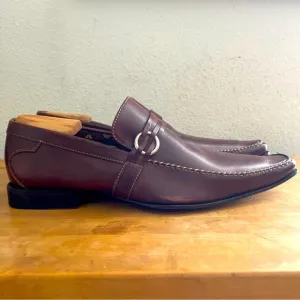 Canali Italian Brown Leather Fringed Stitched Welt Loafer Men’s Dress Shoes 44