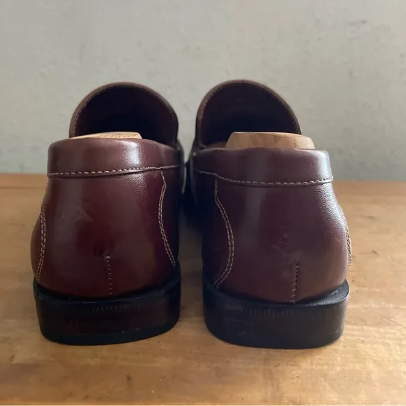 Canali Italian Brown Leather Fringed Stitched Welt Loafer Men’s Dress Shoes 44