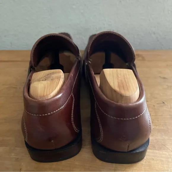 Canali Italian Brown Leather Fringed Stitched Welt Loafer Men’s Dress Shoes 44