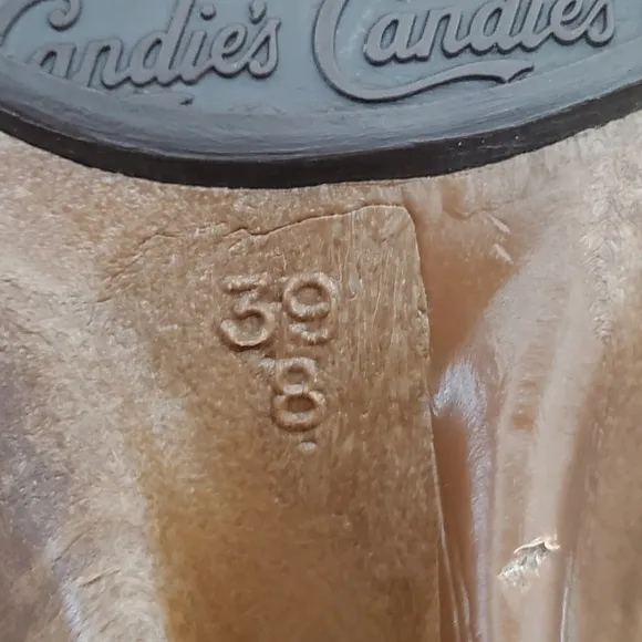 Candies Womens Original Wedge Sandals Heels Slides Brown Leather Size 8