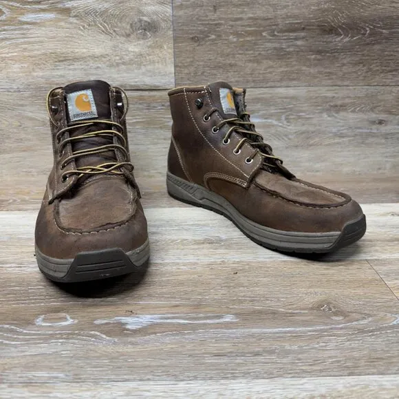 Carhartt Lightweight Brown Leather Wedge Heel Moc Toe Chukka Boots Men's Size 12