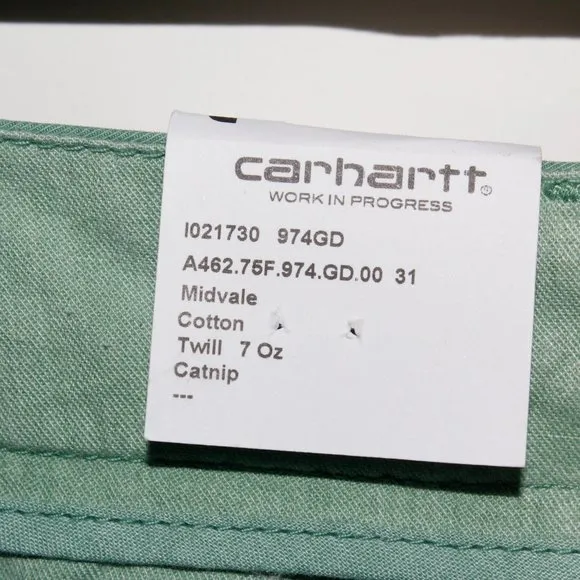 Carhartt WIP &quot;John Short&quot; in &quot;Catnip&quot; Faded Seafoam Green