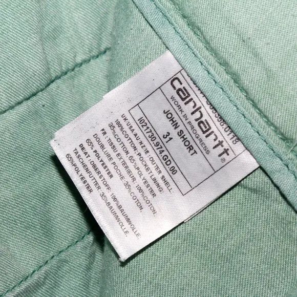 Carhartt WIP &quot;John Short&quot; in &quot;Catnip&quot; Faded Seafoam Green