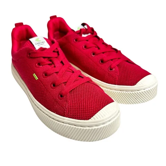 Cariuma Red Canvas Knit Low-Top Sneakers SZ 8.5 Men 10 women