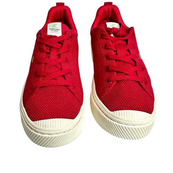 Cariuma Red Canvas Knit Low-Top Sneakers SZ 8.5 Men 10 women