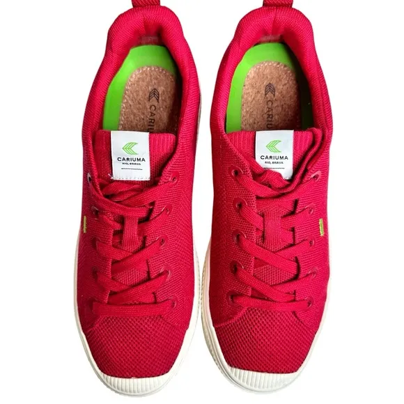 Cariuma Red Canvas Knit Low-Top Sneakers SZ 8.5 Men 10 women