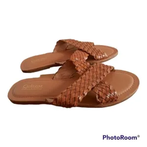 Catherine Catherine Malendrino Faux Leather Braided Flats Sandals