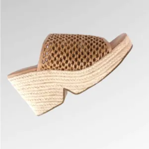 CECELIA NEW YORK Leather FRISBEE  Espadrille Wedge Slide Sandal SIZE 8