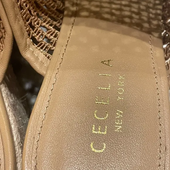 CECELIA NEW YORK Leather FRISBEE  Espadrille Wedge Slide Sandal SIZE 8