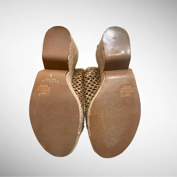 CECELIA NEW YORK Leather FRISBEE  Espadrille Wedge Slide Sandal SIZE 8